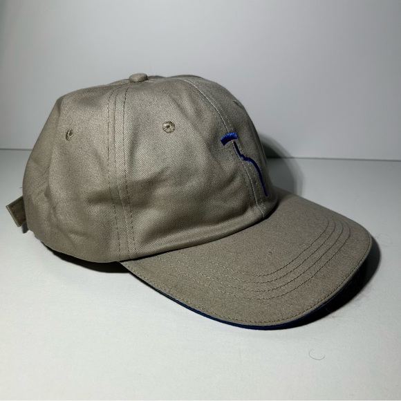 Absolut Vodka Tan Golf Cap Strap back BaseBall Hat Blue Logo Khaki Embroider Dad - Picture 2 of 7